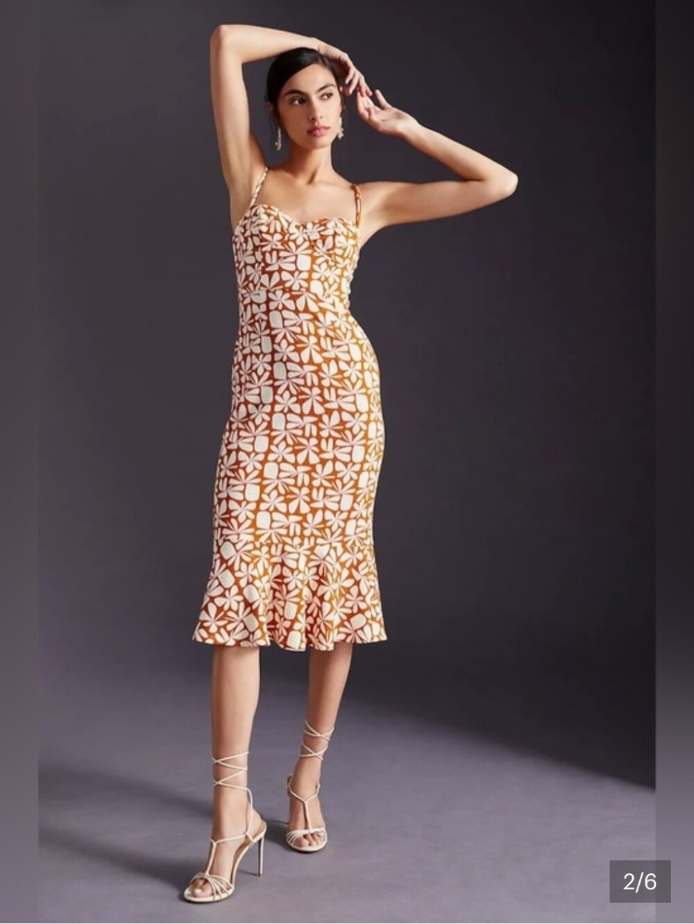 Hutch Anthropologie Floral Sweetheart Neck Midi Dress